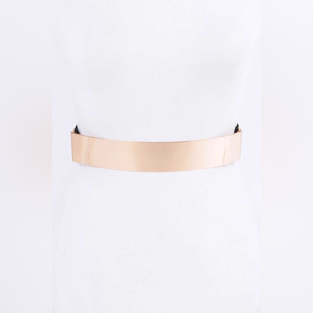 Plus Size Metallic Plaque Elastic Statement Belt